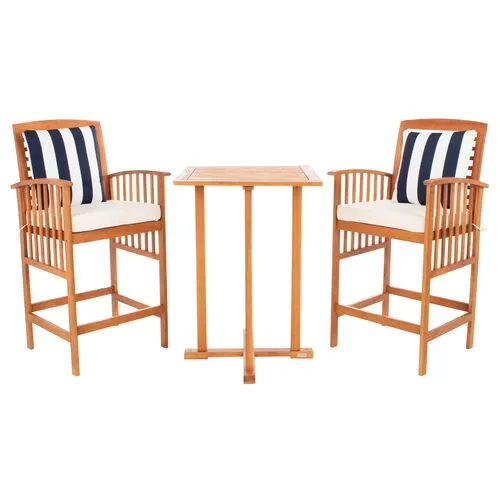 Pate 3-Pc Outdoor Bar Bistro Set - Natural - Beige