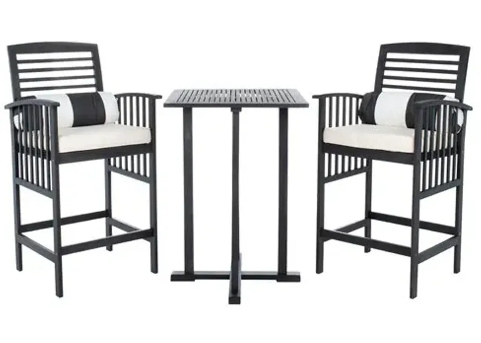 Pate 3-Pc Outdoor Bar Bistro Set - Black/Beige - Ivory