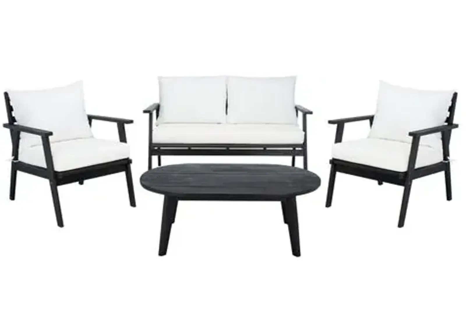 Dale 4-Pc Outdoor Lounge Set - Black/Beige - White