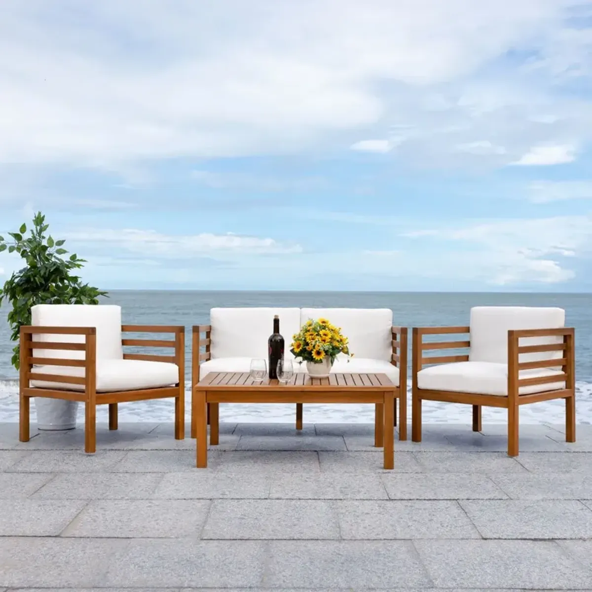 Naeris 4-Pc Outdoor Lounge Set, Natural/Beige