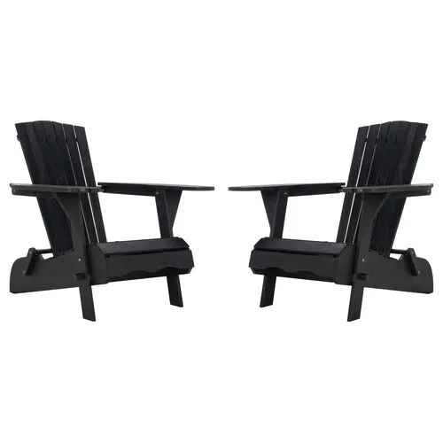 Set of 2 Hampton Outdoor Adirondack Chairs - Black