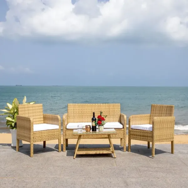 Callipso 4-Pc Outdoor Lounge Set, Nautral/White