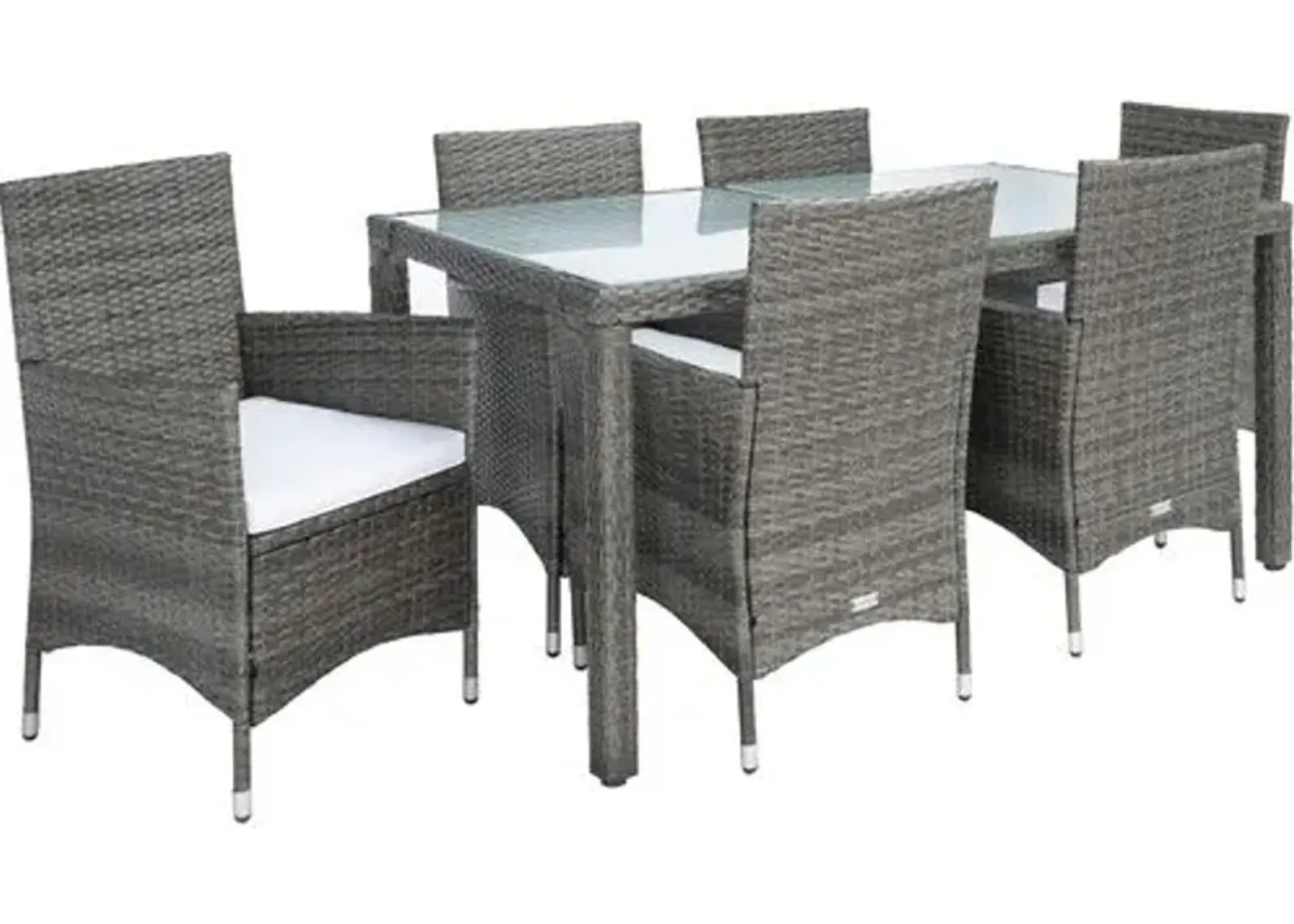 Janis 7-Pc Outdoor Dining Set - Gray/White