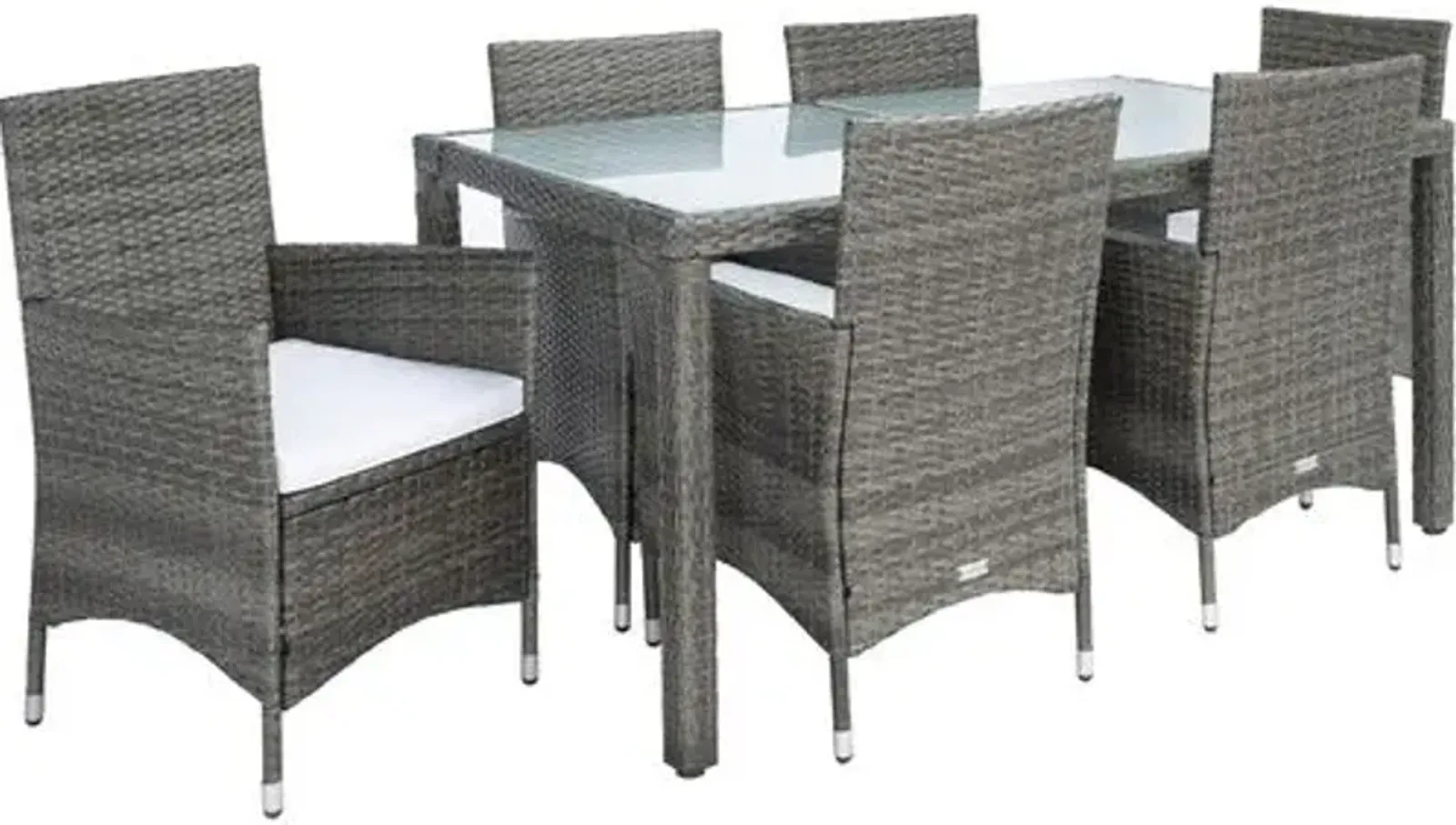 Janis 7-Pc Outdoor Dining Set - Gray/White