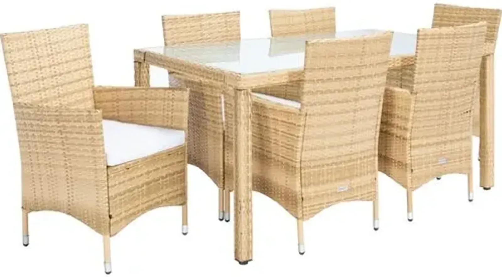 Janis 7-Pc Outdoor Dining Set - Natural/White