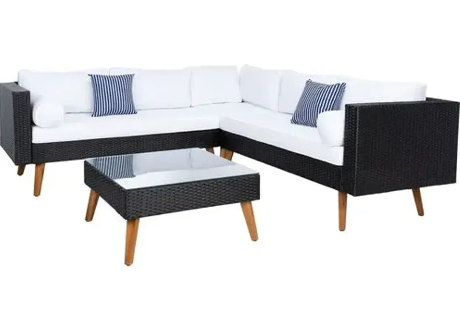 Aurora Outdoor Lounge Sofa Set - Black/White