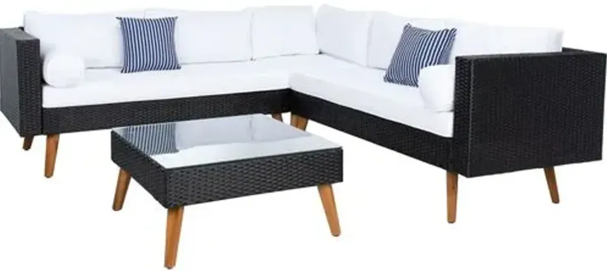 Aurora Outdoor Lounge Sofa Set - Black/White