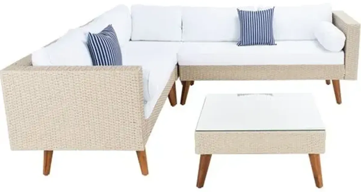 Aurora Outdoor Lounge Sofa Set - Beige/White