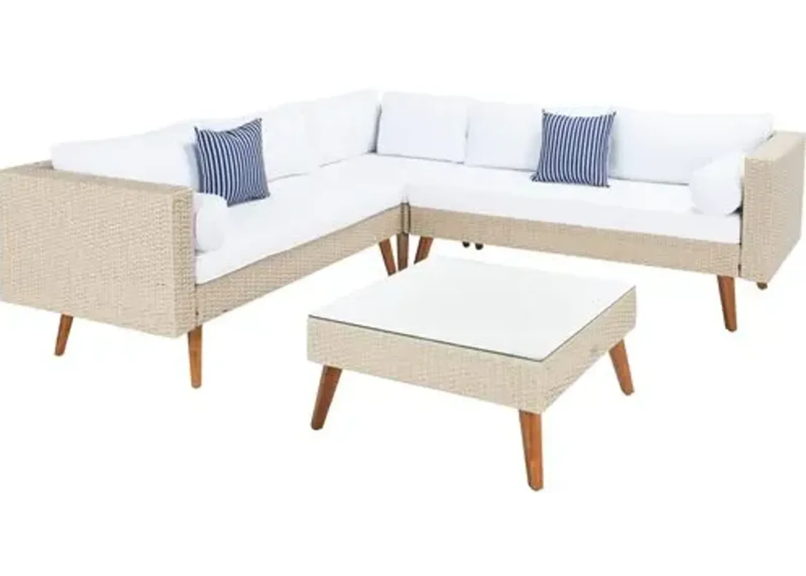 Aurora Outdoor Lounge Sofa Set - Beige/White