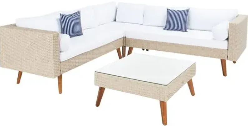 Aurora Outdoor Lounge Sofa Set - Beige/White