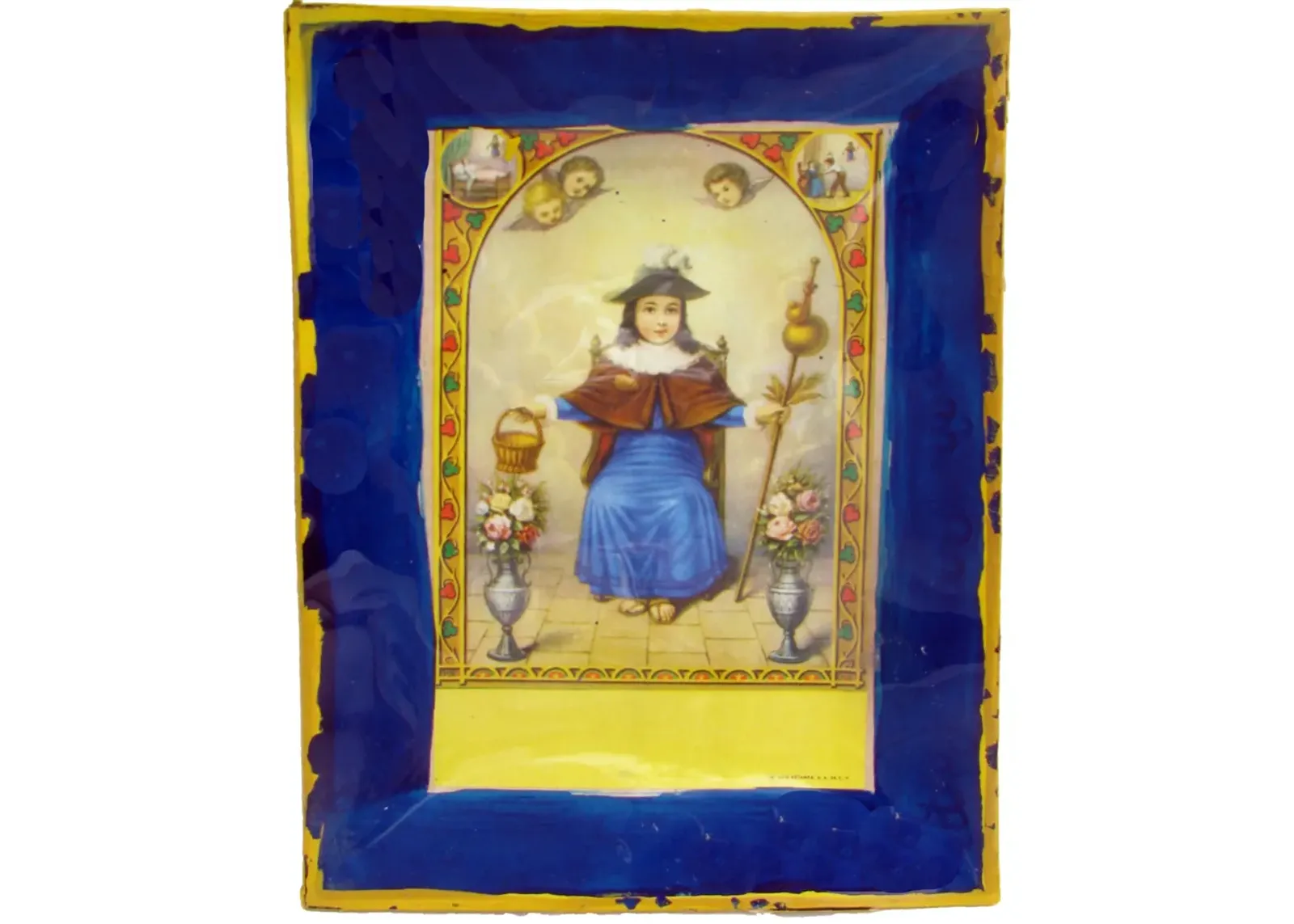 Painting - Mexican/ Spanish Folk Art Santos Retablo - Chez Vous - Blue