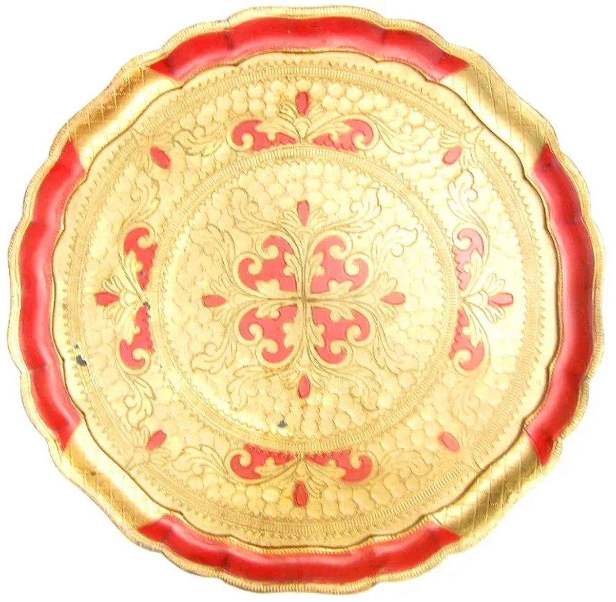 Red & Gold Italian Florentine Tray - Chez Vous