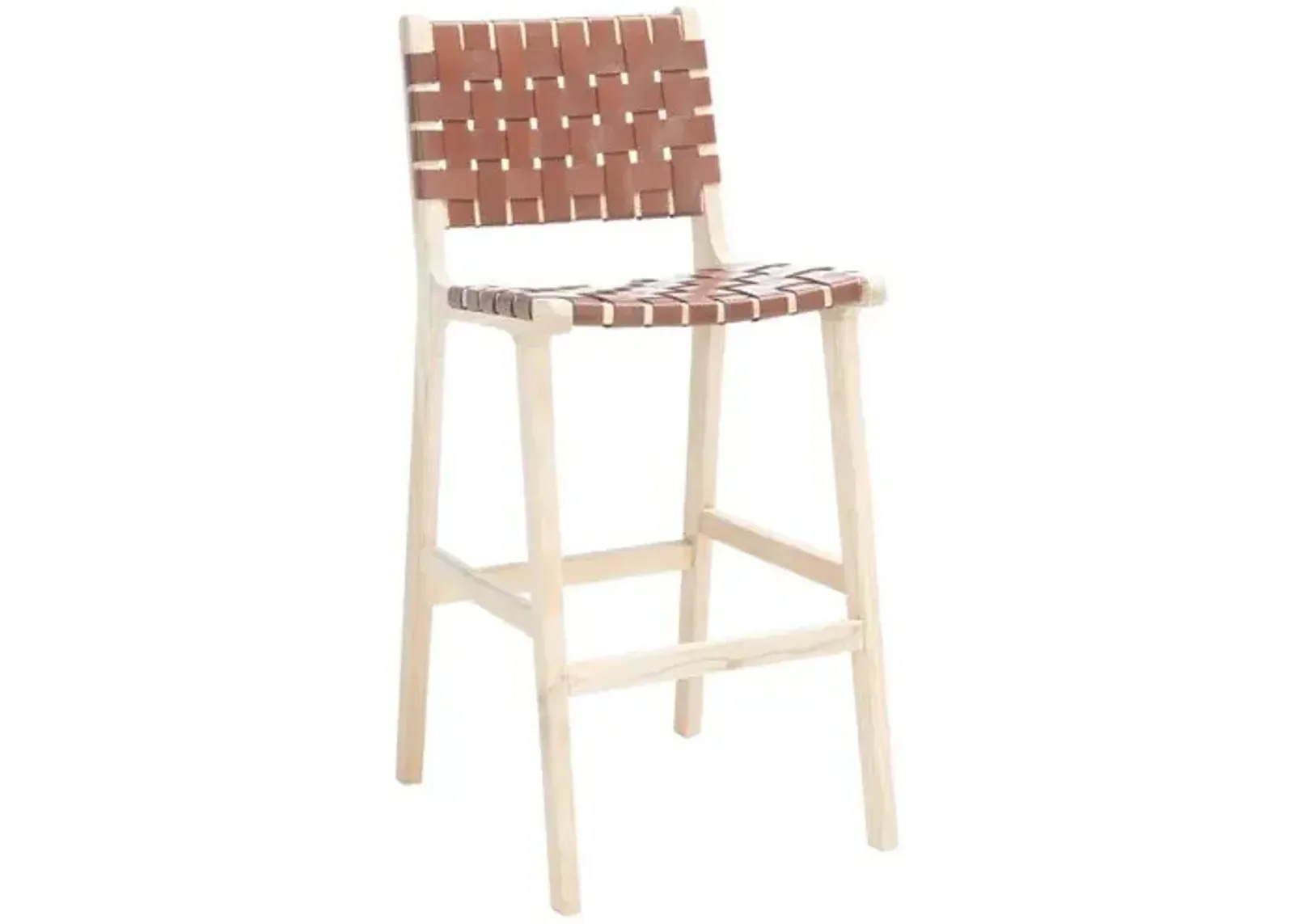 Vince Leather Barstool - Natural/Cognac - Brown