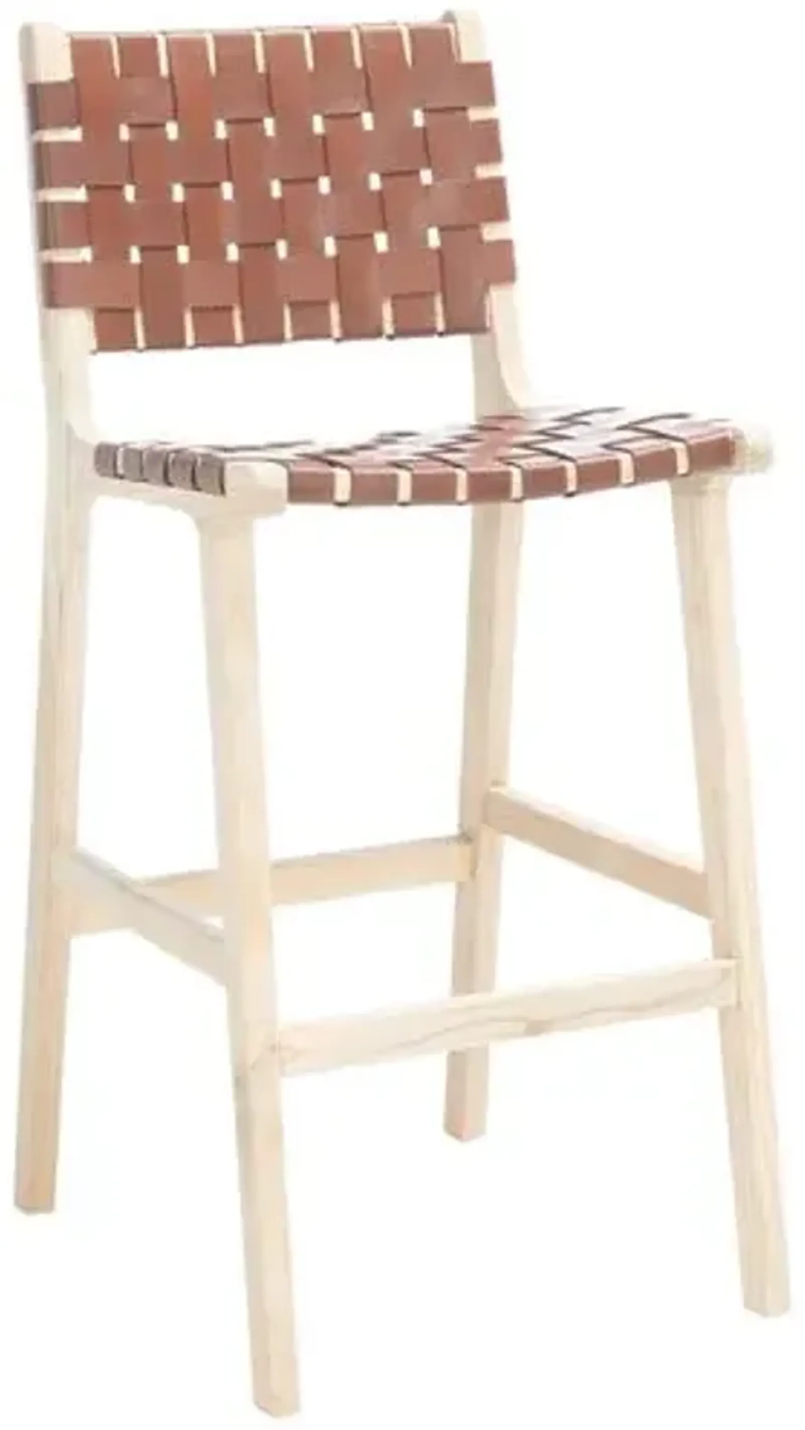 Vince Leather Barstool - Natural/Cognac - Brown