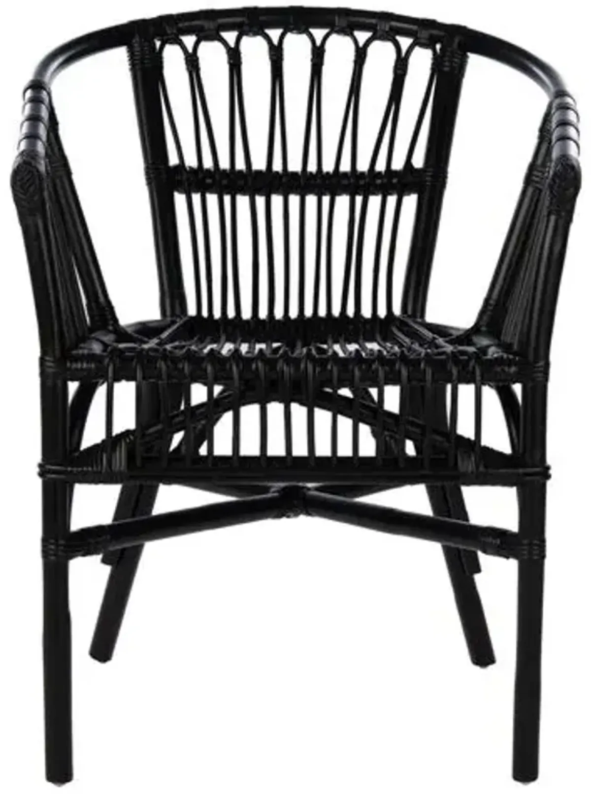 Set of 2 Bruno Rattan Accent Chairs - Black, Comfortable, Durable