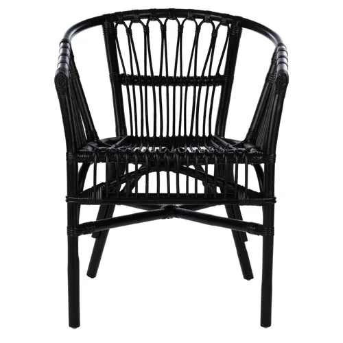 Set of 2 Bruno Rattan Accent Chairs - Black, Comfortable, Durable