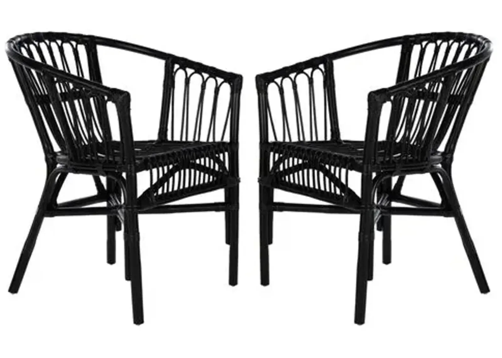 Set of 2 Bruno Rattan Accent Chairs - Black, Comfortable, Durable