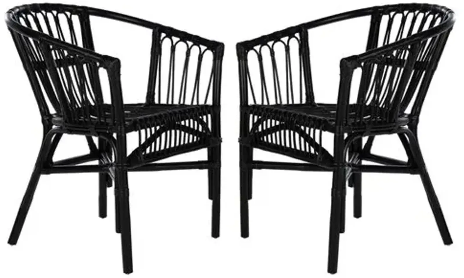 Set of 2 Bruno Rattan Accent Chairs - Black, Comfortable, Durable