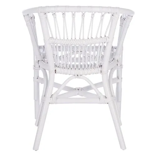 Set of 2 Bruno Rattan Accent Chairs - White, Comfortable, Durable