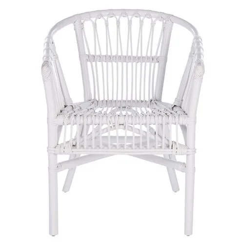 Set of 2 Bruno Rattan Accent Chairs - White, Comfortable, Durable