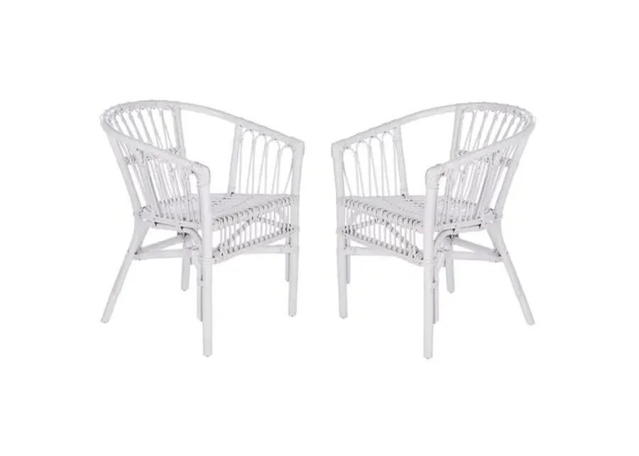 Set of 2 Bruno Rattan Accent Chairs - White, Comfortable, Durable