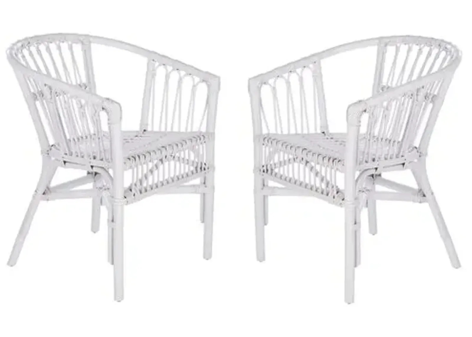 Set of 2 Bruno Rattan Accent Chairs - White, Comfortable, Durable