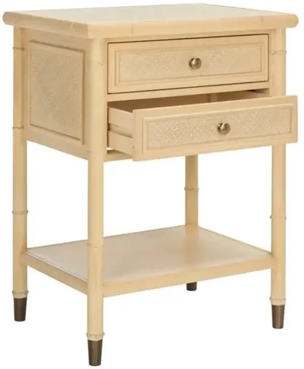 Ewen Accent Table - Light Blonde/Gold - Beige - 26.5H x 20.5W x 18D in