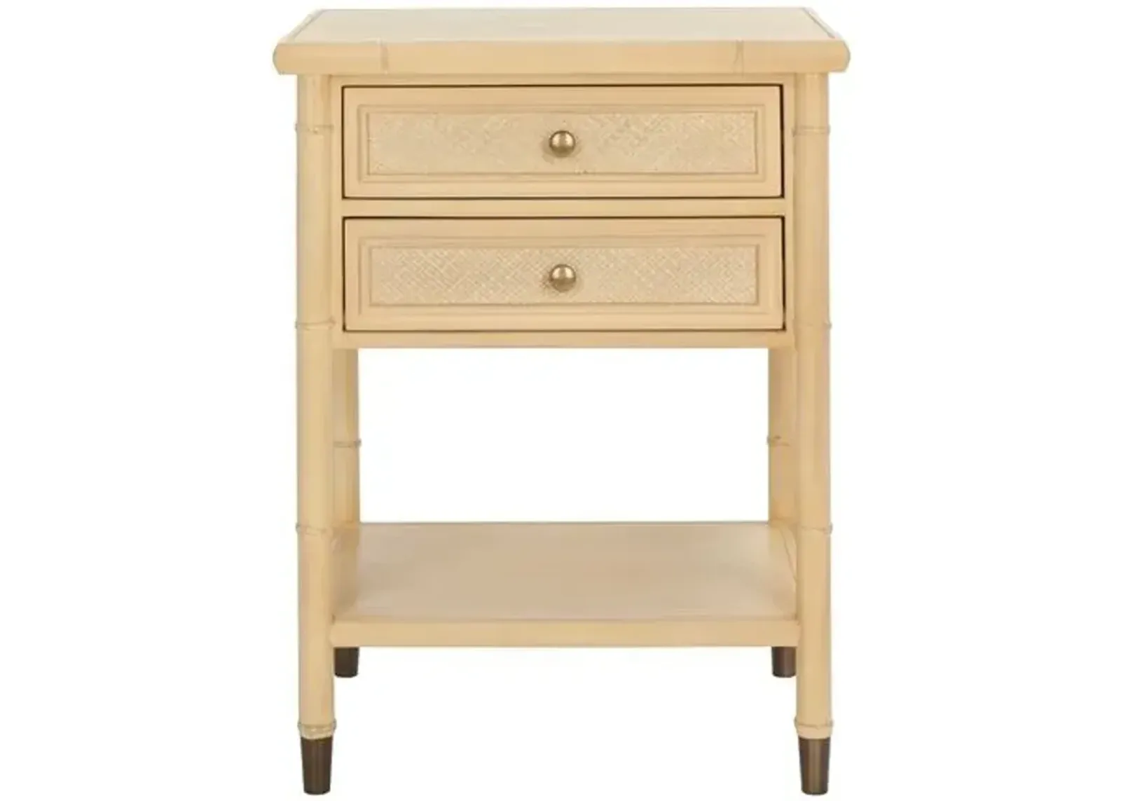 Ewen Accent Table - Light Blonde/Gold - Beige - 26.5H x 20.5W x 18D in