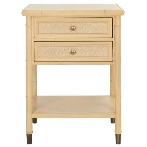 Ewen Accent Table - Light Blonde/Gold - Beige - 26.5H x 20.5W x 18D in