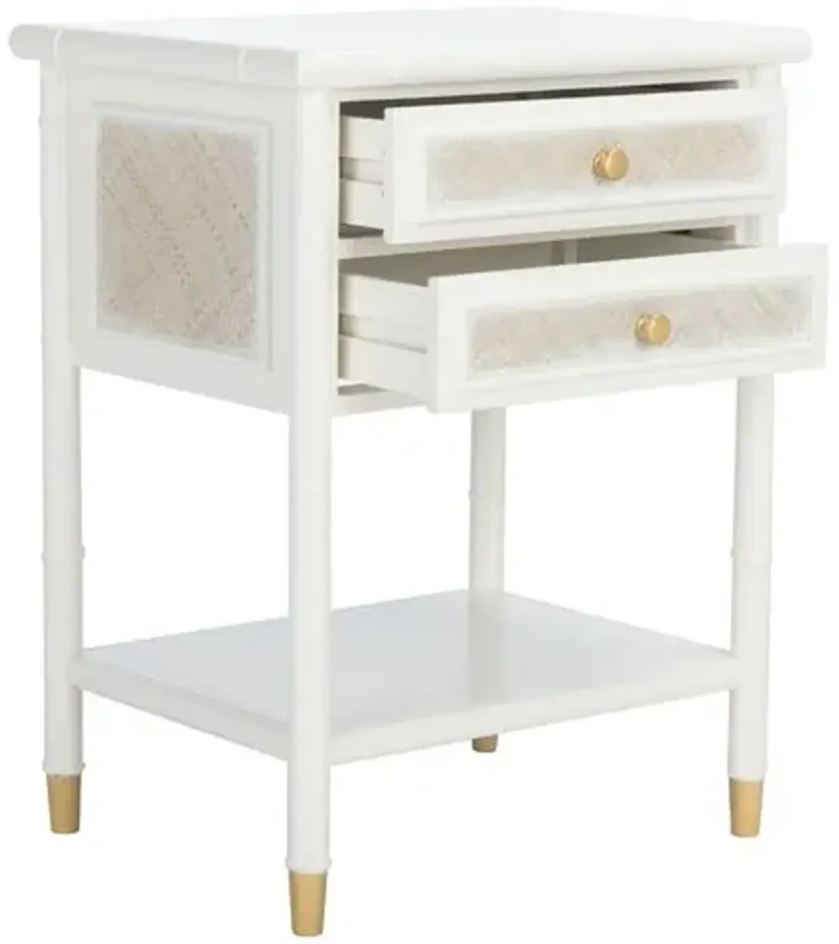 Ewen Accent Table - White/Gold - 26.5H x 20.5W x 18D in