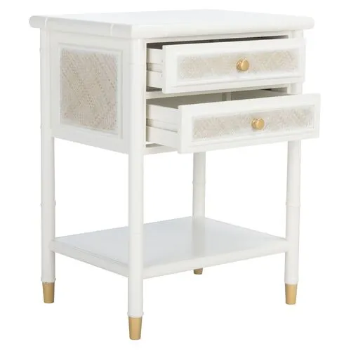 Ewen Accent Table - White/Gold - 26.5H x 20.5W x 18D in