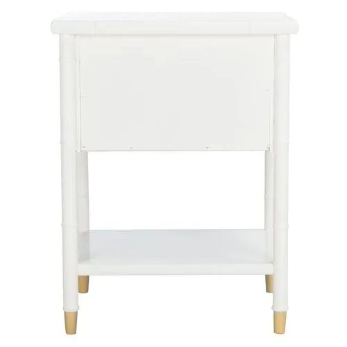 Ewen Accent Table - White/Gold - 26.5H x 20.5W x 18D in
