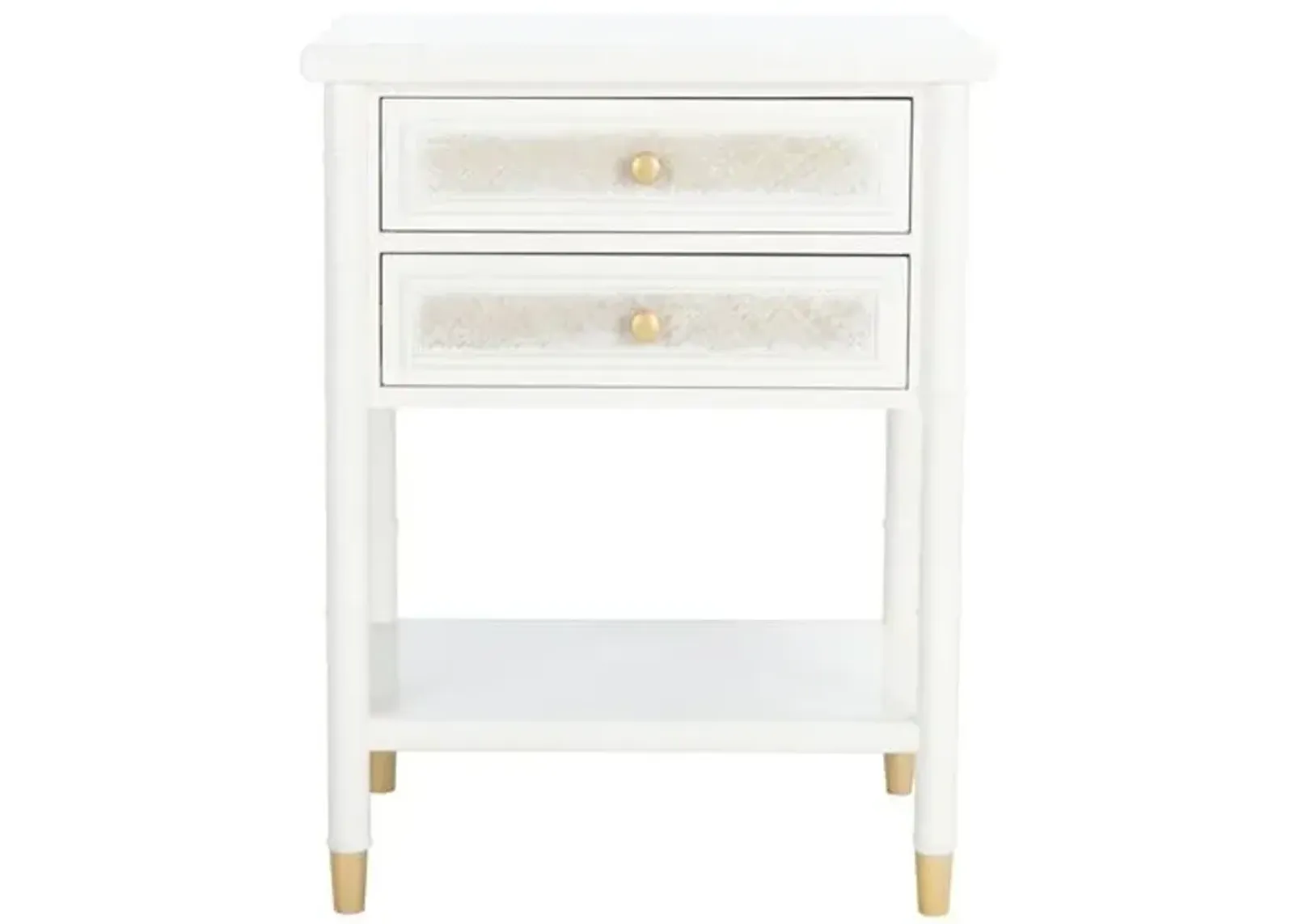 Ewen Accent Table - White/Gold - 26.5H x 20.5W x 18D in