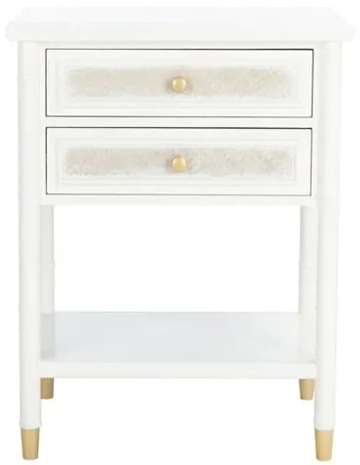 Ewen Accent Table - White/Gold - 26.5H x 20.5W x 18D in