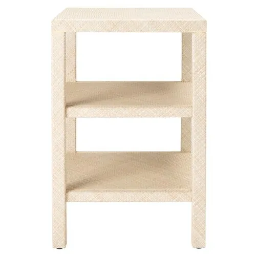 Dalit Raffia Accent Table - Light Natural - Beige - 23.5H x 17.2W x 15.1D in