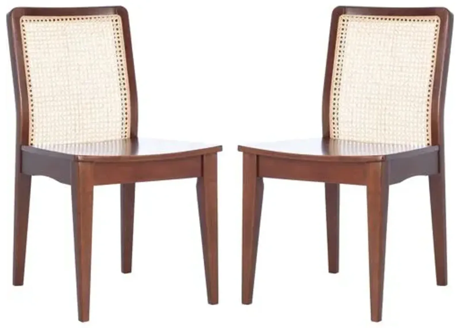 Set of 2 Stefania Rattan Dining Chairs - Brown