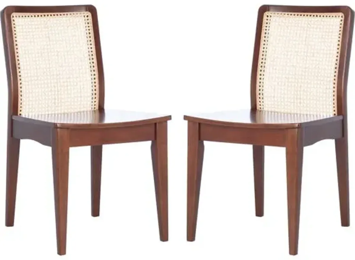 Set of 2 Stefania Rattan Dining Chairs - Brown