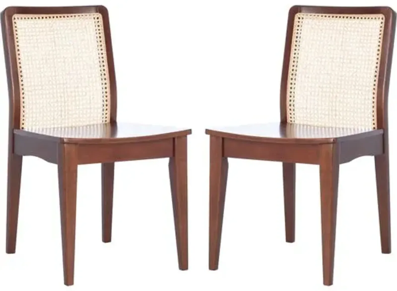 Set of 2 Stefania Rattan Dining Chairs - Brown