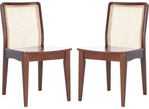 Set of 2 Stefania Rattan Dining Chairs - Brown