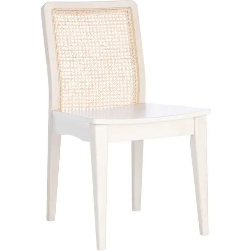 Set of 2 Stefania Rattan Dining Chairs - White