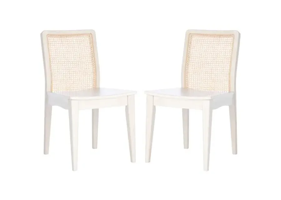 Set of 2 Stefania Rattan Dining Chairs - White