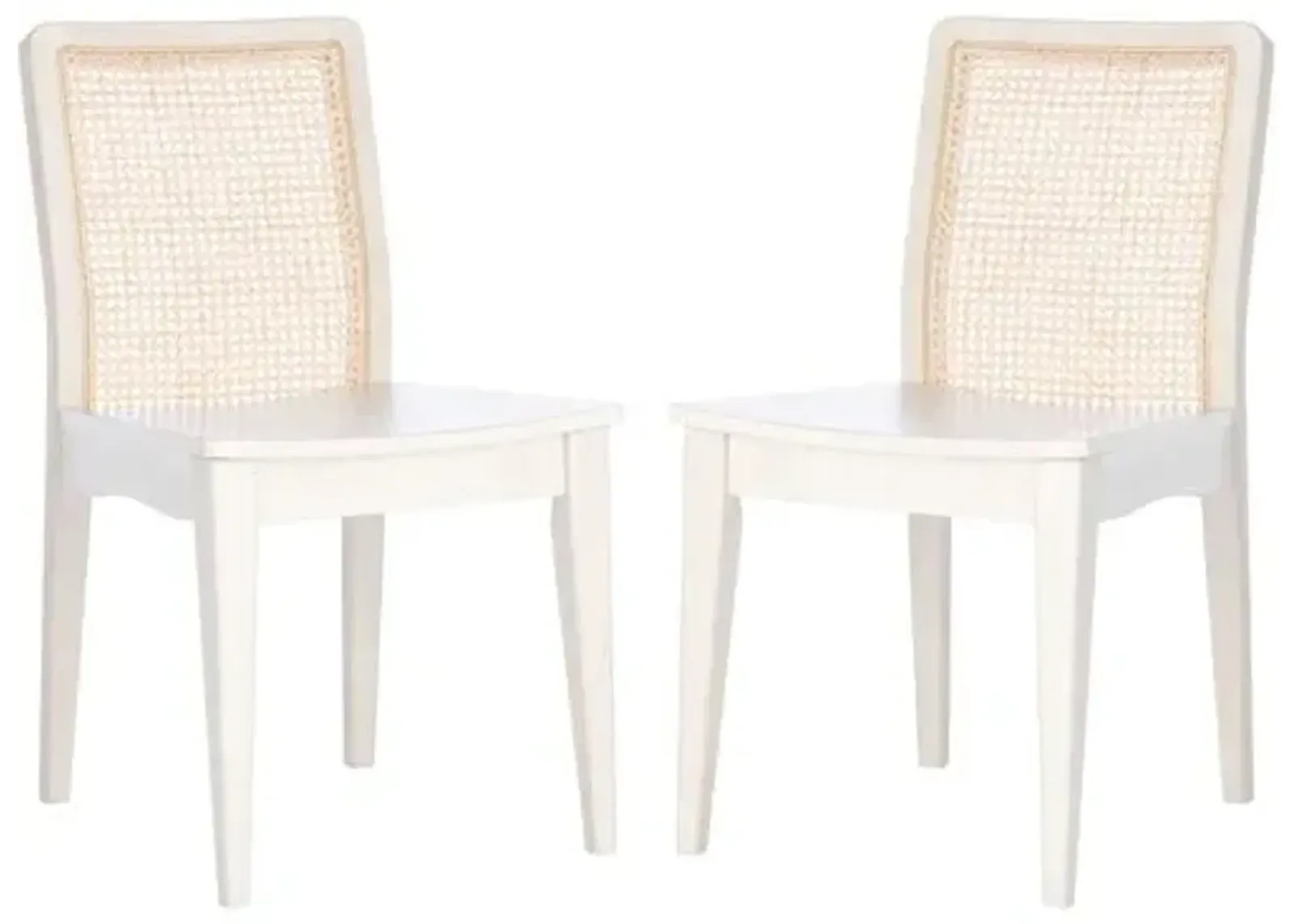 Set of 2 Stefania Rattan Dining Chairs - White