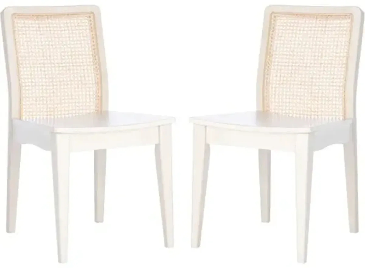 Set of 2 Stefania Rattan Dining Chairs - White