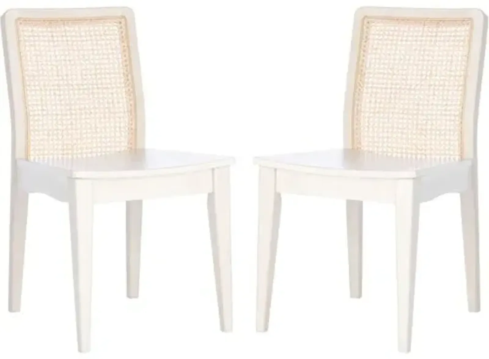 Set of 2 Stefania Rattan Dining Chairs - White