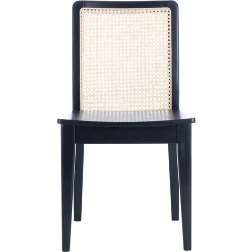 Set of 2 Stefania Rattan Dining Chairs - Black