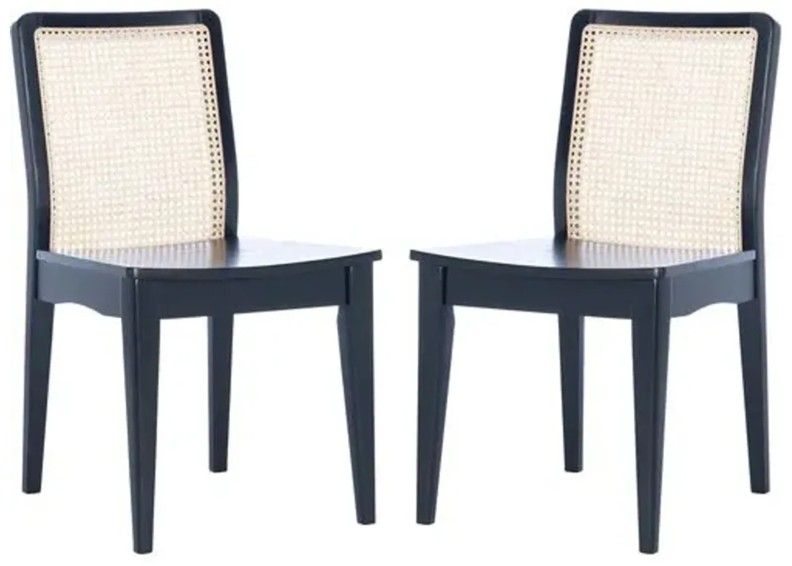 Set of 2 Stefania Rattan Dining Chairs - Black