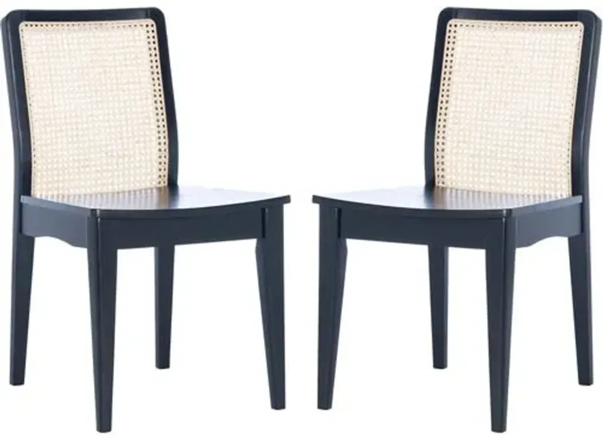 Set of 2 Stefania Rattan Dining Chairs - Black