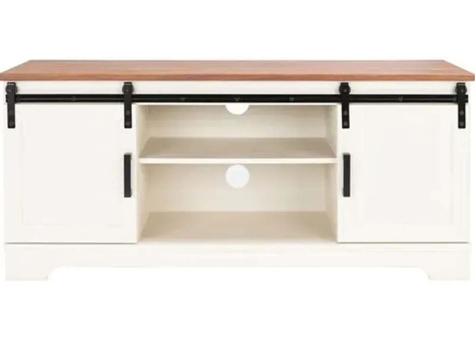 Damarion Media Stand - Whitewash/Walnut