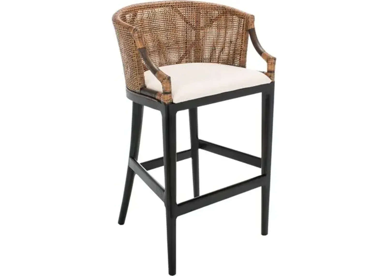 Henrietta Rattan Barstool - Black - White