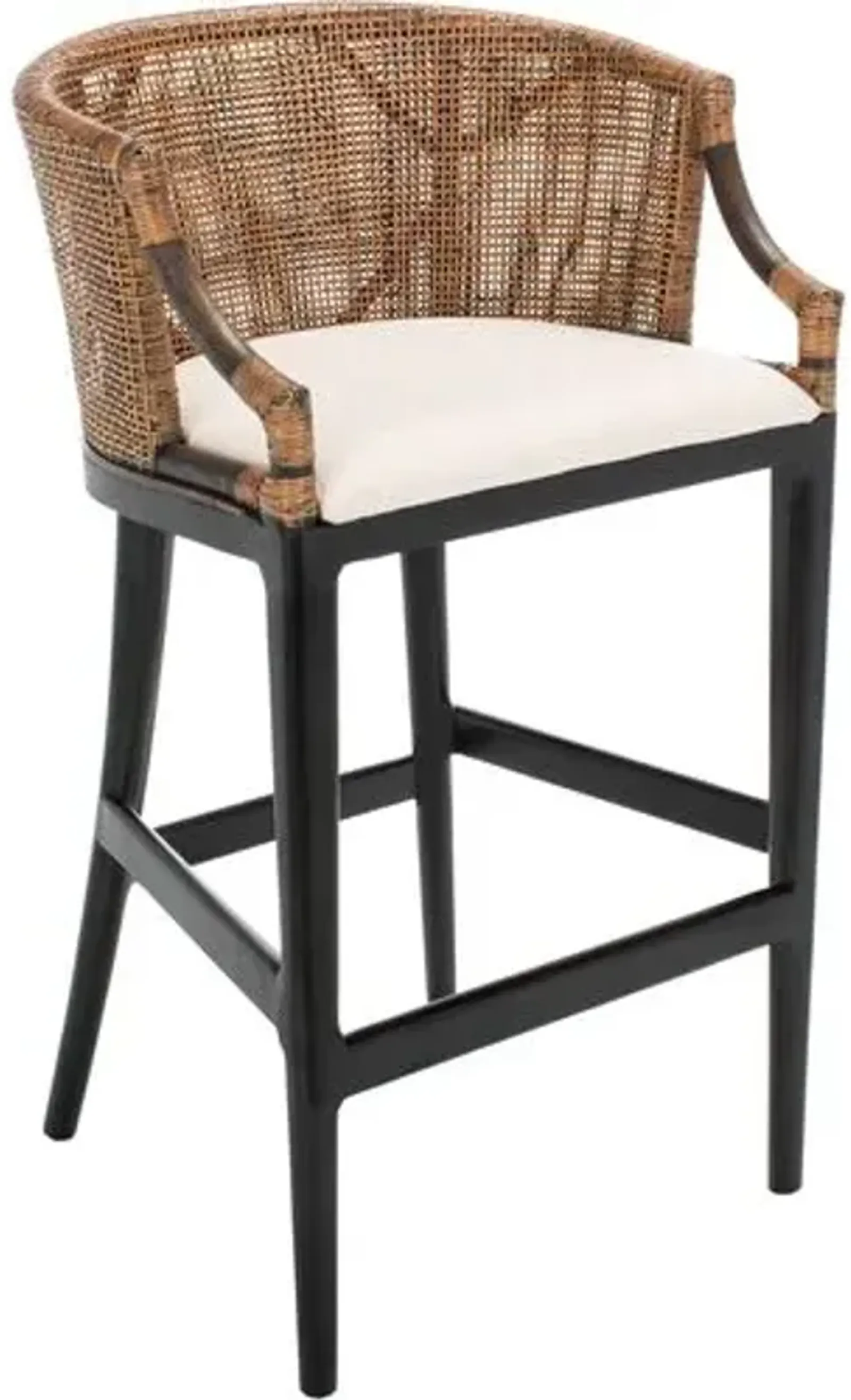 Henrietta Rattan Barstool - Black - White